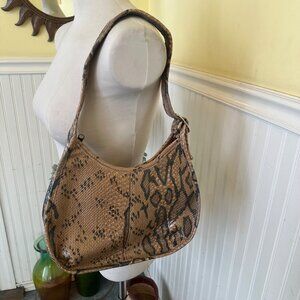 Vintage 90s Snake Print Faux Leather Shoulder Bag